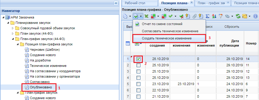 Создание технического изменения