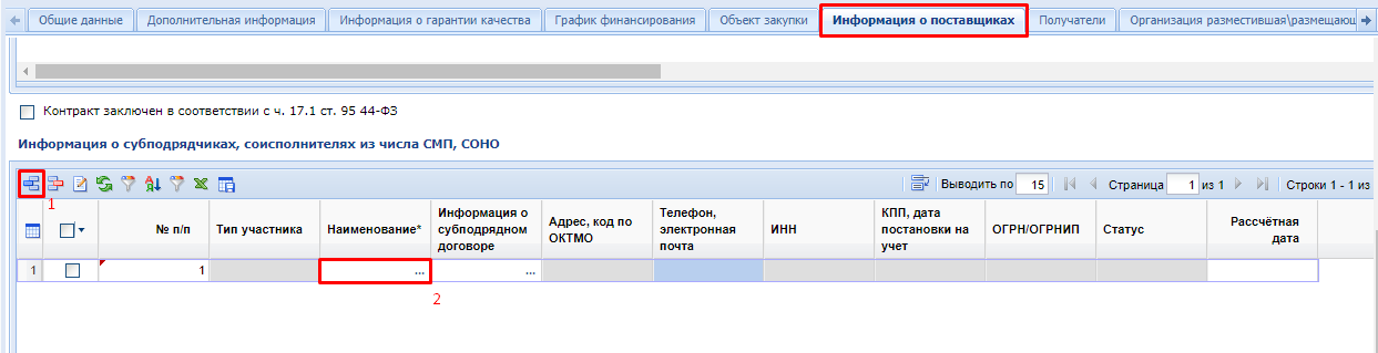 Рисунок 2. Информация о субподрядчиках