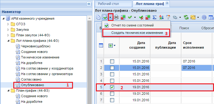 Создание технического изменения